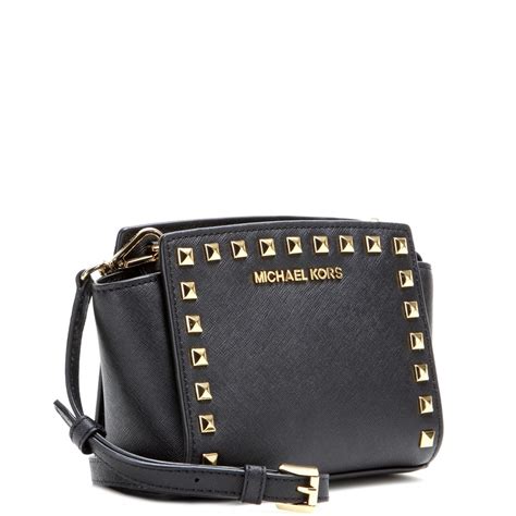 michael michael kors selma small studded leather messenger|Michael Kors Selma Studded Mini Messenger .